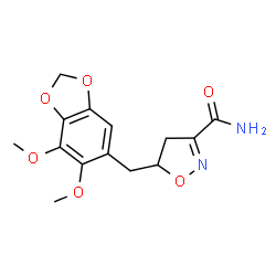ChemSpider 2D Image | 5-[(6,7-Dimethoxy-1,3-benzodioxol-5-yl)methyl]-4,5-dihydro-1,2-oxazole-3-carboxamide | C14H16N2O6