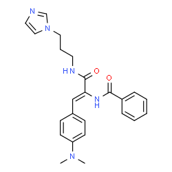 ChemSpider 2D Image | N-[(1Z)-1-[4-(Dimethylamino)phenyl]-3-{[3-(1H-imidazol-1-yl)propyl]amino}-3-oxo-1-propen-2-yl]benzamide | C24H27N5O2