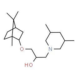 ChemSpider 2D Image | 1-(3,5-Dimethyl-1-piperidinyl)-3-[(1,7,7-trimethylbicyclo[2.2.1]hept-2-yl)oxy]-2-propanol | C20H37NO2