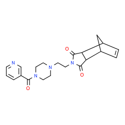 ChemSpider 2D Image | 4-{2-[4-(3-Pyridinylcarbonyl)-1-piperazinyl]ethyl}-4-azatricyclo[5.2.1.0~2,6~]dec-8-ene-3,5-dione | C21H24N4O3