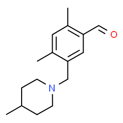 ChemSpider 2D Image | 2,4-Dimethyl-5-[(4-methyl-1-piperidinyl)methyl]benzaldehyde | C16H23NO