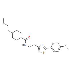 ChemSpider 2D Image | 4-Butyl-N-{2-[2-(4-methoxyphenyl)-1,3-thiazol-4-yl]ethyl}cyclohexanecarboxamide | C23H32N2O2S