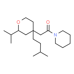 ChemSpider 2D Image | 2-[2-Isopropyl-4-(3-methylbutyl)tetrahydro-2H-pyran-4-yl]-1-(1-piperidinyl)ethanone | C20H37NO2