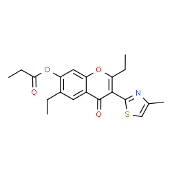 ChemSpider 2D Image | 2,6-Diethyl-3-(4-methyl-1,3-thiazol-2-yl)-4-oxo-4H-chromen-7-yl propionate | C20H21NO4S