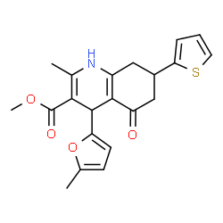 ChemSpider 2D Image | Methyl 2-methyl-4-(5-methyl-2-furyl)-5-oxo-7-(2-thienyl)-1,4,5,6,7,8-hexahydro-3-quinolinecarboxylate | C21H21NO4S