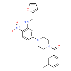 ChemSpider 2D Image | (4-{3-[(2-Furylmethyl)amino]-4-nitrophenyl}-1-piperazinyl)(3-methylphenyl)methanone | C23H24N4O4