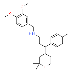 ChemSpider 2D Image | N-(3,4-Dimethoxybenzyl)-3-(2,2-dimethyltetrahydro-2H-pyran-4-yl)-3-(4-methylphenyl)-1-propanamine | C26H37NO3