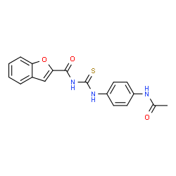 ChemSpider 2D Image | N-[(4-Acetamidophenyl)carbamothioyl]-1-benzofuran-2-carboxamide | C18H15N3O3S