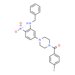 ChemSpider 2D Image | {4-[3-(Benzylamino)-4-nitrophenyl]-1-piperazinyl}(4-fluorophenyl)methanone | C24H23FN4O3