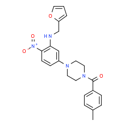 ChemSpider 2D Image | (4-{3-[(2-Furylmethyl)amino]-4-nitrophenyl}-1-piperazinyl)(4-methylphenyl)methanone | C23H24N4O4