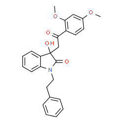 ChemSpider 2D Image | 3-[2-(2,4-Dimethoxyphenyl)-2-oxoethyl]-3-hydroxy-1-(2-phenylethyl)-1,3-dihydro-2H-indol-2-one | C26H25NO5