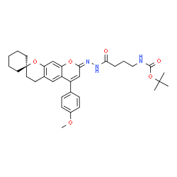 ChemSpider 2D Image | 2-Methyl-2-propanyl (4-{(2E)-2-[6'-(4-methoxyphenyl)-3',4'-dihydro-8'H-spiro[cyclohexane-1,2'-pyrano[3,2-g]chromen]-8'-ylidene]hydrazino}-4-oxobutyl)carbamate | C33H41N3O6