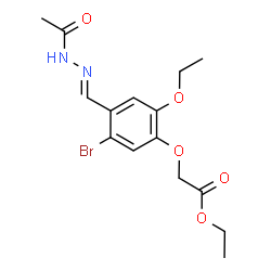 ChemSpider 2D Image | Ethyl {4-[(E)-(acetylhydrazono)methyl]-5-bromo-2-ethoxyphenoxy}acetate | C15H19BrN2O5
