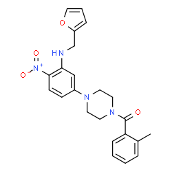ChemSpider 2D Image | (4-{3-[(2-Furylmethyl)amino]-4-nitrophenyl}-1-piperazinyl)(2-methylphenyl)methanone | C23H24N4O4