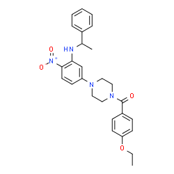 ChemSpider 2D Image | (4-Ethoxyphenyl)(4-{4-nitro-3-[(1-phenylethyl)amino]phenyl}-1-piperazinyl)methanone | C27H30N4O4