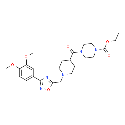 ChemSpider 2D Image | Ethyl 4-[(1-{[3-(3,4-dimethoxyphenyl)-1,2,4-oxadiazol-5-yl]methyl}-4-piperidinyl)carbonyl]-1-piperazinecarboxylate | C24H33N5O6