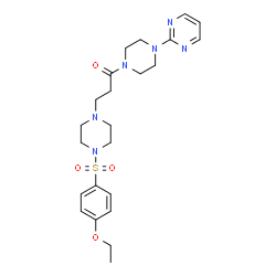 ChemSpider 2D Image | 3-{4-[(4-Ethoxyphenyl)sulfonyl]-1-piperazinyl}-1-[4-(2-pyrimidinyl)-1-piperazinyl]-1-propanone | C23H32N6O4S