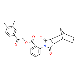 ChemSpider 2D Image | 2-(3,4-Dimethylphenyl)-2-oxoethyl 2-(3,5-dioxo-4-azatricyclo[5.2.1.0~2,6~]dec-4-yl)benzoate | C26H25NO5