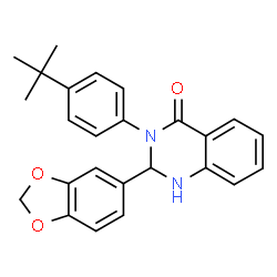 ChemSpider 2D Image | 2-(1,3-benzodioxol-5-yl)-3-(4-tert-butylphenyl)-2,3-dihydroquinazolin-4(1H)-one | C25H24N2O3