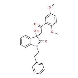 ChemSpider 2D Image | 3-[2-(2,5-Dimethoxyphenyl)-2-oxoethyl]-3-hydroxy-1-(2-phenylethyl)-1,3-dihydro-2H-indol-2-one | C26H25NO5
