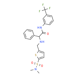 ChemSpider 2D Image | 2-({[5-(Dimethylsulfamoyl)-2-thienyl]methyl}amino)-2-phenyl-N-[3-(trifluoromethyl)phenyl]acetamide | C22H22F3N3O3S2