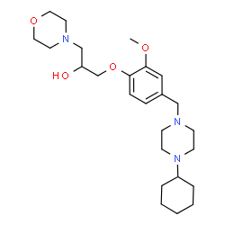 ChemSpider 2D Image | 1-{4-[(4-Cyclohexyl-1-piperazinyl)methyl]-2-methoxyphenoxy}-3-(4-morpholinyl)-2-propanol | C25H41N3O4