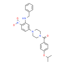ChemSpider 2D Image | {4-[3-(Benzylamino)-4-nitrophenyl]-1-piperazinyl}(4-isopropoxyphenyl)methanone | C27H30N4O4