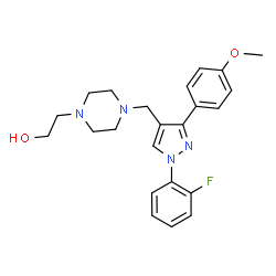 ChemSpider 2D Image | 2-(4-{[1-(2-Fluorophenyl)-3-(4-methoxyphenyl)-1H-pyrazol-4-yl]methyl}-1-piperazinyl)ethanol | C23H27FN4O2