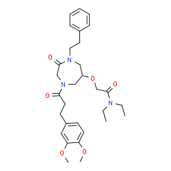 ChemSpider 2D Image | 2-({4-[3-(3,4-Dimethoxyphenyl)propanoyl]-2-oxo-1-(2-phenylethyl)-1,4-diazepan-6-yl}oxy)-N,N-diethylacetamide | C30H41N3O6