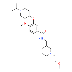 ChemSpider 2D Image | 3-[(1-Isopropyl-4-piperidinyl)oxy]-4-methoxy-N-{[1-(2-methoxyethyl)-3-piperidinyl]methyl}benzamide | C25H41N3O4