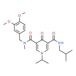 ChemSpider 2D Image | N-(3,4-Dimethoxybenzyl)-N'-isobutyl-1-isopropyl-N-methyl-4-oxo-1,4-dihydro-3,5-pyridinedicarboxamide | C24H33N3O5