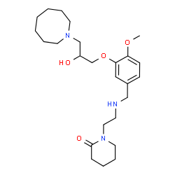 ChemSpider 2D Image | 1-[2-({3-[3-(1-Azocanyl)-2-hydroxypropoxy]-4-methoxybenzyl}amino)ethyl]-2-piperidinone | C25H41N3O4