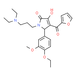 ChemSpider 2D Image | 1-[3-(Diethylamino)propyl]-5-(4-ethoxy-3-methoxyphenyl)-4-(2-furoyl)-3-hydroxy-1,5-dihydro-2H-pyrrol-2-one | C25H32N2O6