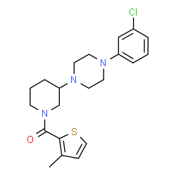 ChemSpider 2D Image | {3-[4-(3-Chlorophenyl)-1-piperazinyl]-1-piperidinyl}(3-methyl-2-thienyl)methanone | C21H26ClN3OS