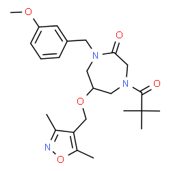 ChemSpider 2D Image | 6-[(3,5-Dimethyl-1,2-oxazol-4-yl)methoxy]-4-(2,2-dimethylpropanoyl)-1-(3-methoxybenzyl)-1,4-diazepan-2-one | C24H33N3O5