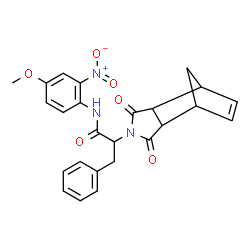 ChemSpider 2D Image | 2-(3,5-Dioxo-4-azatricyclo[5.2.1.0~2,6~]dec-8-en-4-yl)-N-(4-methoxy-2-nitrophenyl)-3-phenylpropanamide | C25H23N3O6