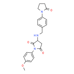 ChemSpider 2D Image | 1-(4-Methoxyphenyl)-3-{[4-(2-oxo-1-pyrrolidinyl)benzyl]amino}-2,5-pyrrolidinedione | C22H23N3O4