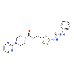 ChemSpider 2D Image | 1-(4-{3-Oxo-3-[4-(2-pyrimidinyl)-1-piperazinyl]propyl}-1,3-thiazol-2-yl)-3-phenylurea | C21H23N7O2S