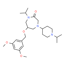 ChemSpider 2D Image | 6-[(3,5-Dimethoxybenzyl)oxy]-1-isopropyl-4-(1-isopropyl-4-piperidinyl)-1,4-diazepan-2-one | C25H41N3O4