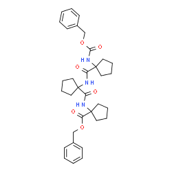 ChemSpider 2D Image | Benzyl 1-{[(1-{[(1-{[(benzyloxy)carbonyl]amino}cyclopentyl)carbonyl]amino}cyclopentyl)carbonyl]amino}cyclopentanecarboxylate | C33H41N3O6