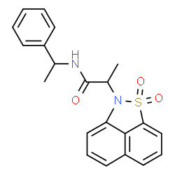 ChemSpider 2D Image | 2-(1,1-Dioxido-2H-naphtho[1,8-cd][1,2]thiazol-2-yl)-N-(1-phenylethyl)propanamide | C21H20N2O3S