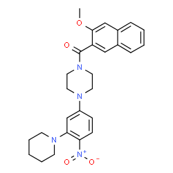 ChemSpider 2D Image | (3-Methoxy-2-naphthyl){4-[4-nitro-3-(1-piperidinyl)phenyl]-1-piperazinyl}methanone | C27H30N4O4
