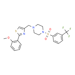 ChemSpider 2D Image | 1-{[2-(2-Methoxyphenyl)-1,3-thiazol-4-yl]methyl}-4-{[3-(trifluoromethyl)phenyl]sulfonyl}piperazine | C22H22F3N3O3S2