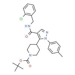 ChemSpider 2D Image | 2-Methyl-2-propanyl 4-{4-[(2-chlorobenzyl)carbamoyl]-1-(4-methylphenyl)-1H-pyrazol-5-yl}-1-piperidinecarboxylate | C28H33ClN4O3