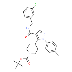 ChemSpider 2D Image | 2-Methyl-2-propanyl 4-{4-[(3-chlorobenzyl)carbamoyl]-1-(4-methylphenyl)-1H-pyrazol-5-yl}-1-piperidinecarboxylate | C28H33ClN4O3