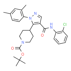 ChemSpider 2D Image | 2-Methyl-2-propanyl 4-{4-[(2-chlorophenyl)carbamoyl]-1-(2,4-dimethylphenyl)-1H-pyrazol-5-yl}-1-piperidinecarboxylate | C28H33ClN4O3
