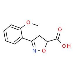 ChemSpider 2D Image | 3-(2-methoxyphenyl)-4,5-dihydro-5-isoxazolecarboxylic acid | C11H11NO4