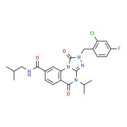 ChemSpider 2D Image | 2-(2-Chloro-4-fluorobenzyl)-N-isobutyl-4-isopropyl-1,5-dioxo-1,2,4,5-tetrahydro[1,2,4]triazolo[4,3-a]quinazoline-8-carboxamide | C24H25ClFN5O3