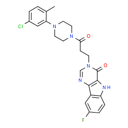 ChemSpider 2D Image | 3-{3-[4-(5-Chloro-2-methylphenyl)-1-piperazinyl]-3-oxopropyl}-8-fluoro-3,5-dihydro-4H-pyrimido[5,4-b]indol-4-one | C24H23ClFN5O2