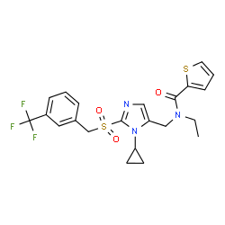 ChemSpider 2D Image | N-[(1-Cyclopropyl-2-{[3-(trifluoromethyl)benzyl]sulfonyl}-1H-imidazol-5-yl)methyl]-N-ethyl-2-thiophenecarboxamide | C22H22F3N3O3S2